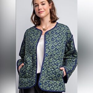 Easel Blue and Green Floral Jacket